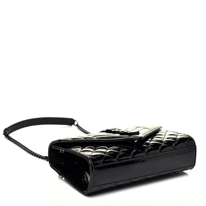Saint Laurent Patent Mixed Matelasse Triquilt Small Monogram Satchel Black 4 of 8