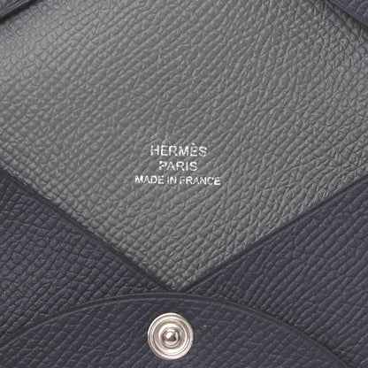 Hermes Epsom Verso Calvi Card Case Bleu Indigo Vert Amande 7 of 9
