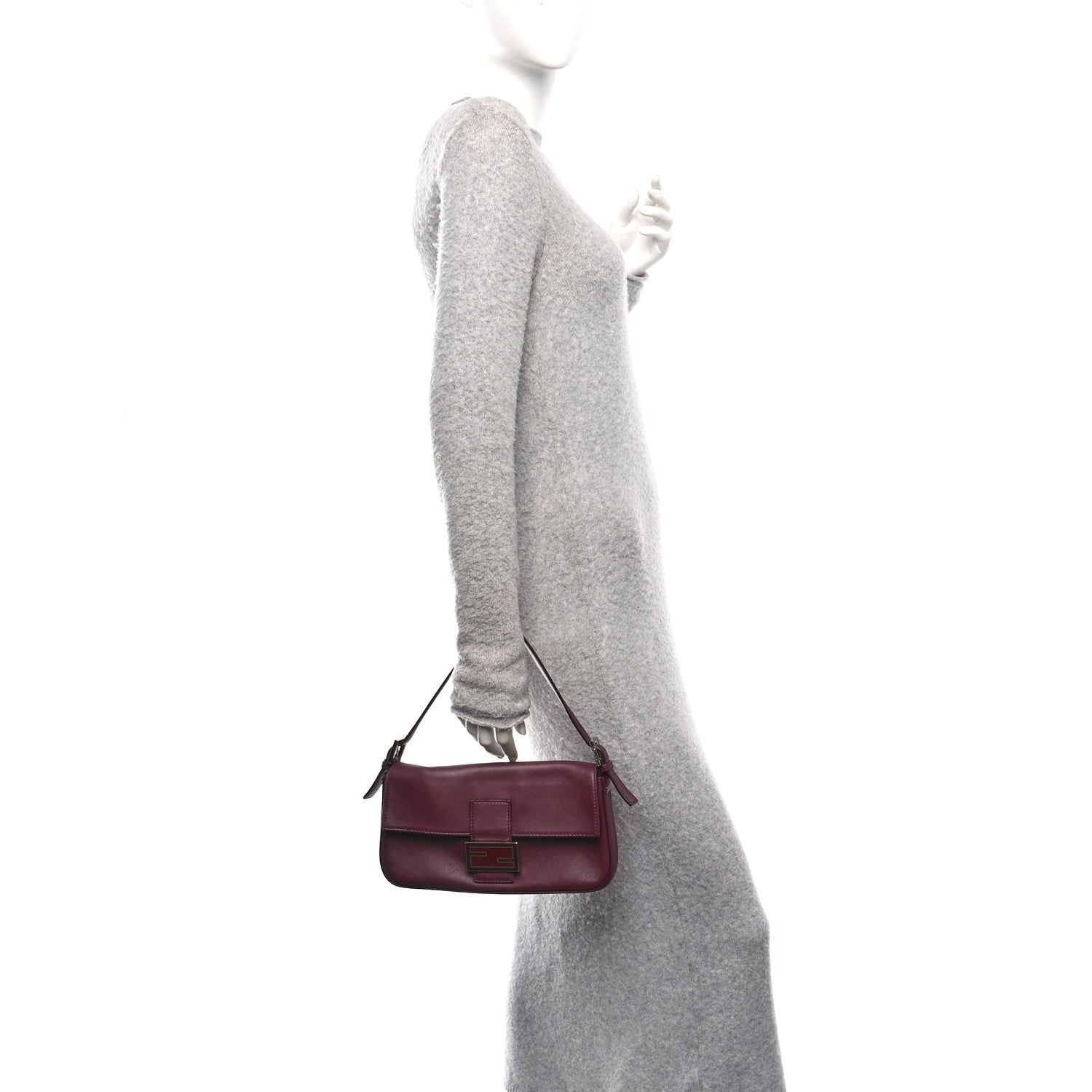 Fendi Vitello Flamingo Enamel Baguette Ciliegia 2 of 10