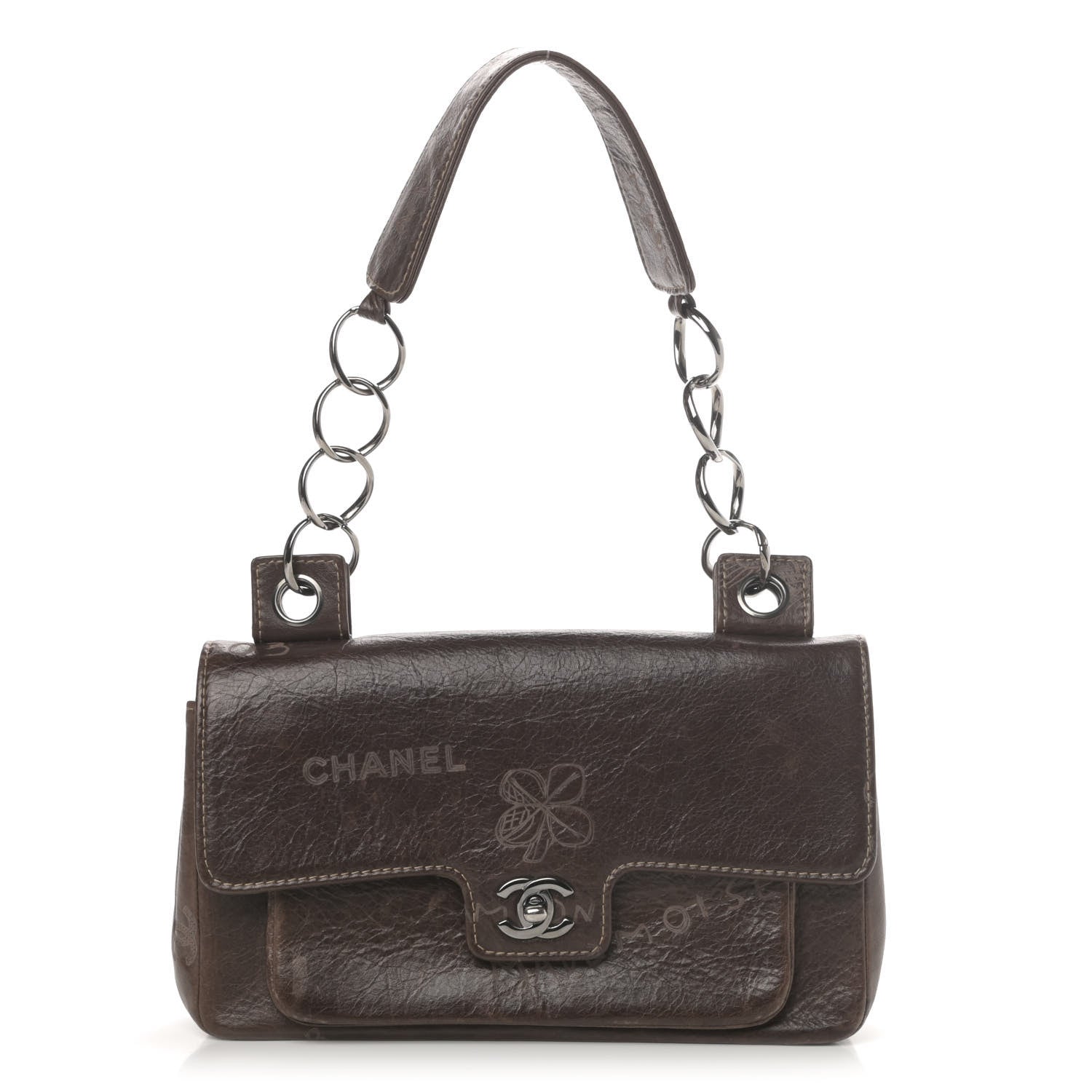 Chanel Calfskin Embossed Medium Flap Dark Brown 1 of 5