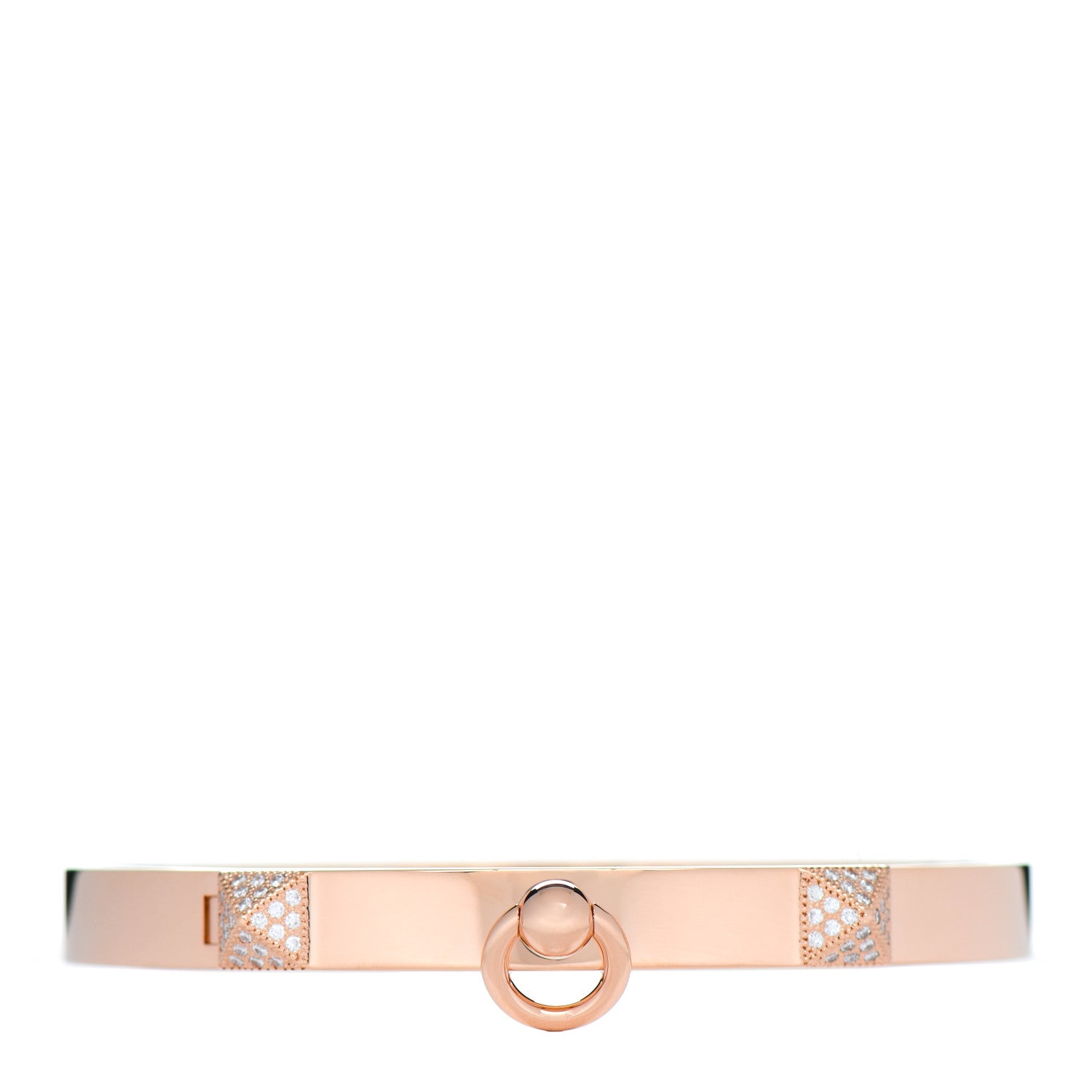 Hermes 18K Rose Gold Diamond PM Collier De Chien Bracelet SH 1 of 5