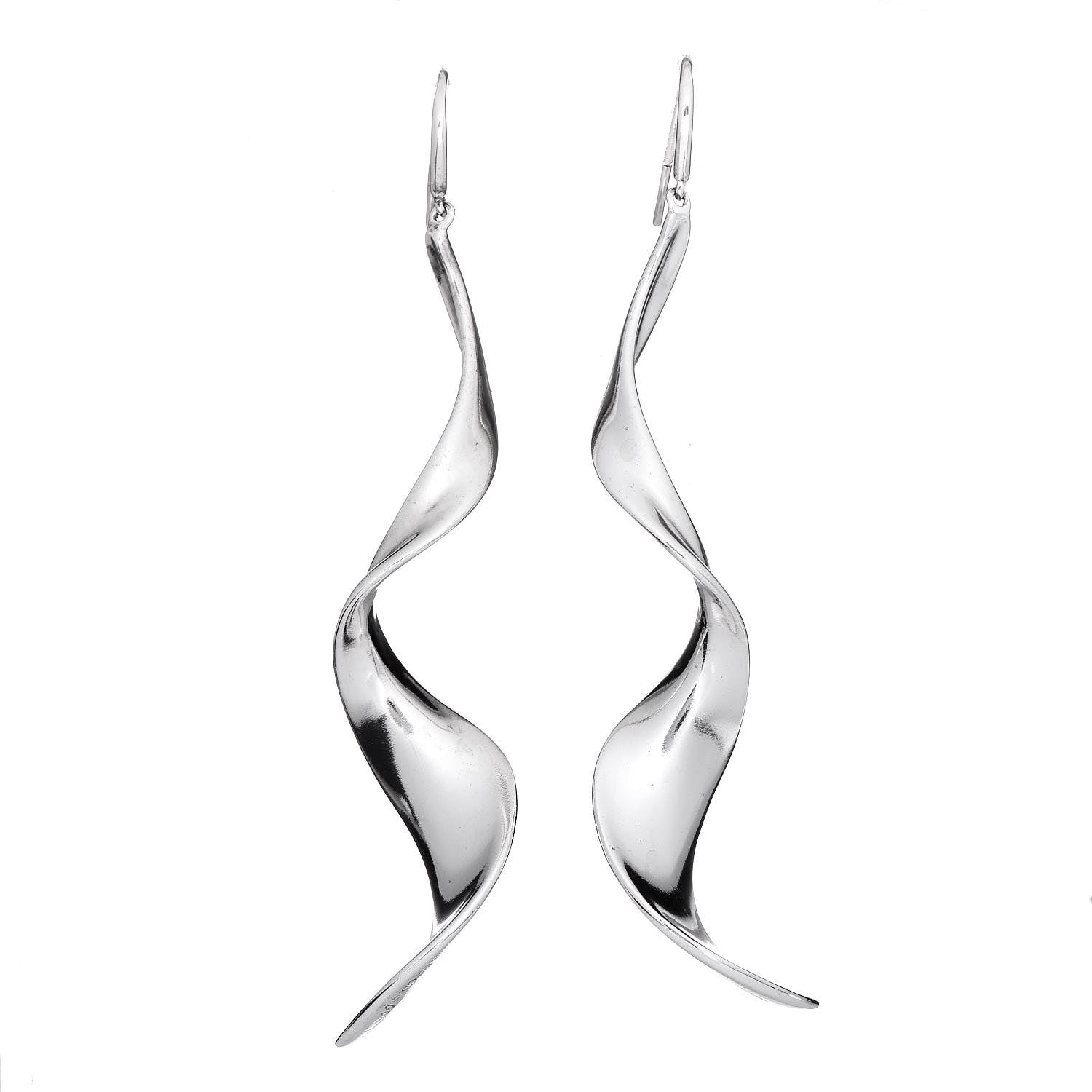 Tiffany Sterling Silver Frank Gehry Orchid Drop Earrings 1 of 4