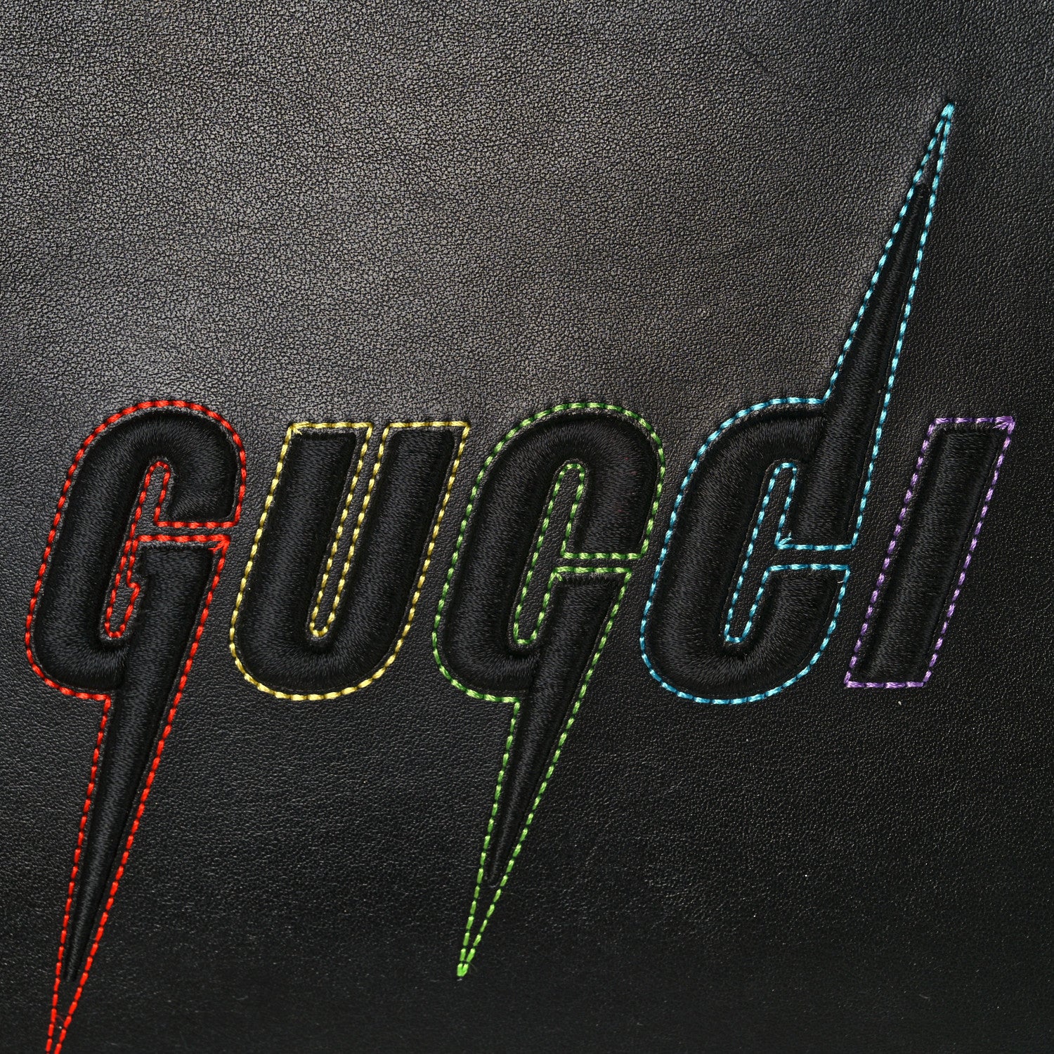 Gucci Calfskin Blade Embroidered Zip Pouch Black 6 of 13
