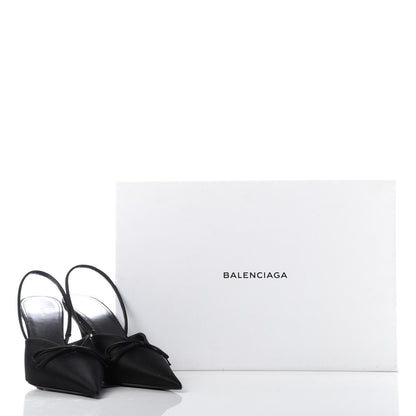 Balenciaga Satin Pointed Toe Knife Slingback Mules 41 Black 9 of 9