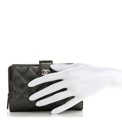 Chanel Striated Patent CC French Wallet Dark Grey 2 of 11
