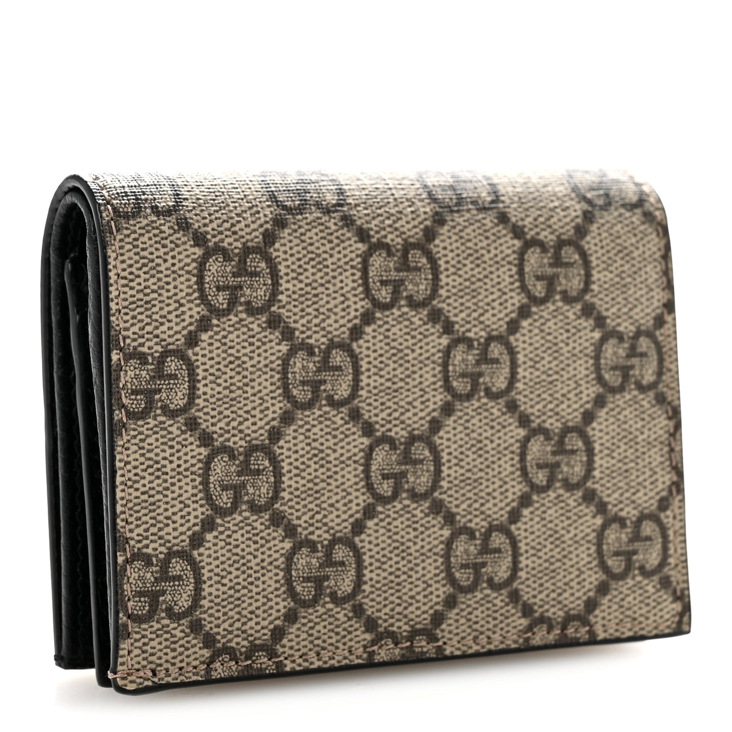 Dollar Calfskin GG Supreme Monogram GG Marmont Card Case Black Beige Ebony