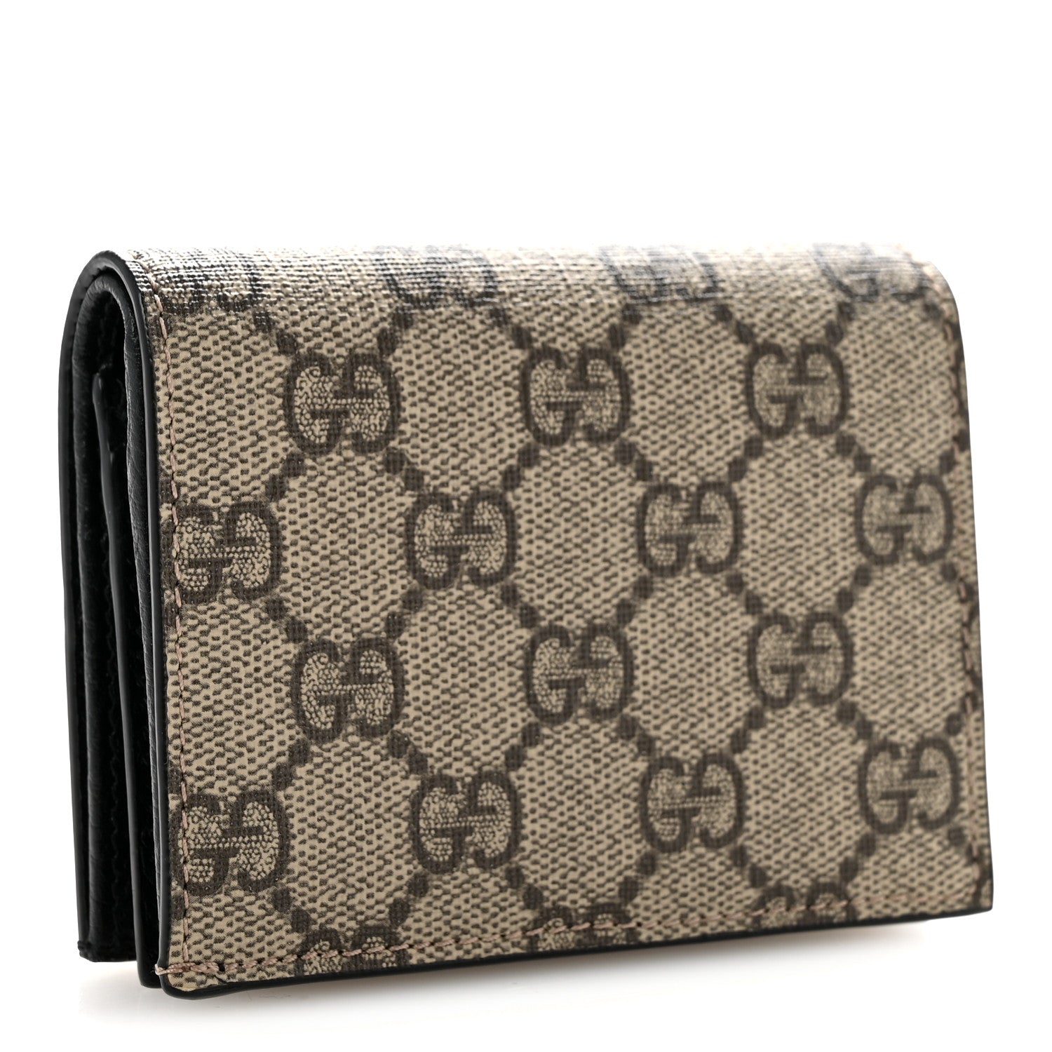 Gucci Dollar Calfskin GG Supreme Monogram GG Marmont Card Case Black Beige Ebony 3 of 8