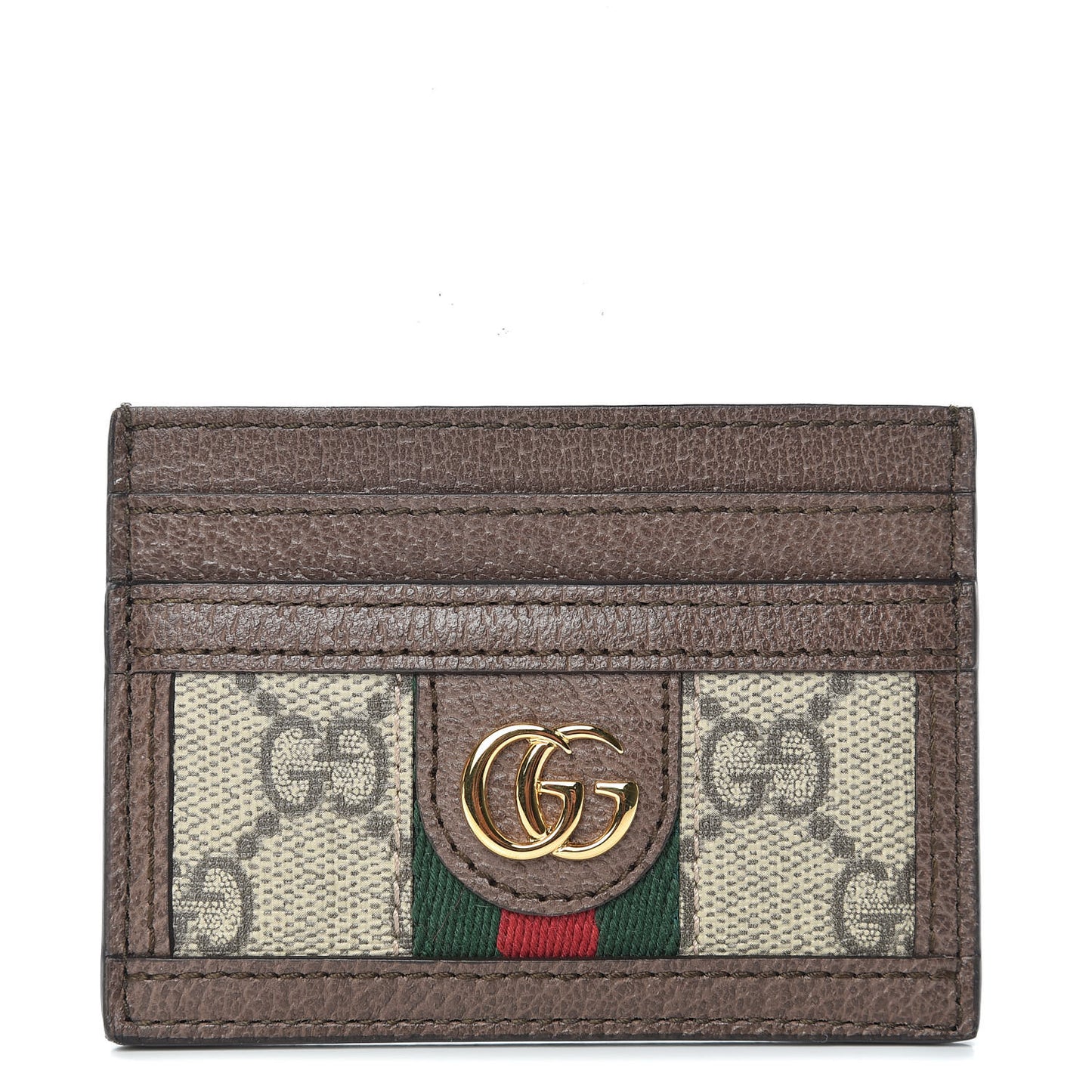 GG Supreme Monogram Ophidia Card Holder Brown