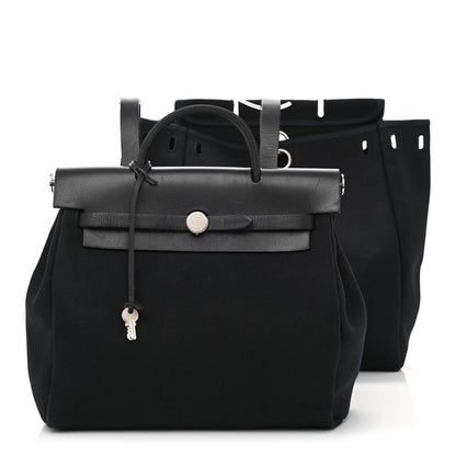 Hermes Toile Vache Calfskin Herbag 30 PM Backpack Black 1 of 18