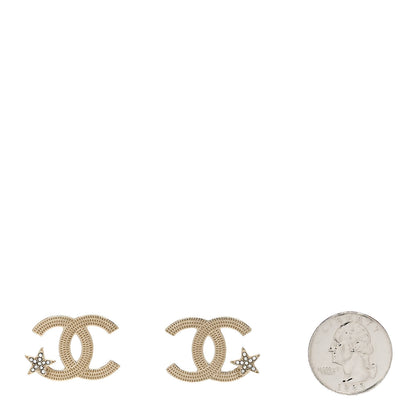 Chanel Metal Crystal CC Star Earrings Gold 2 of 4