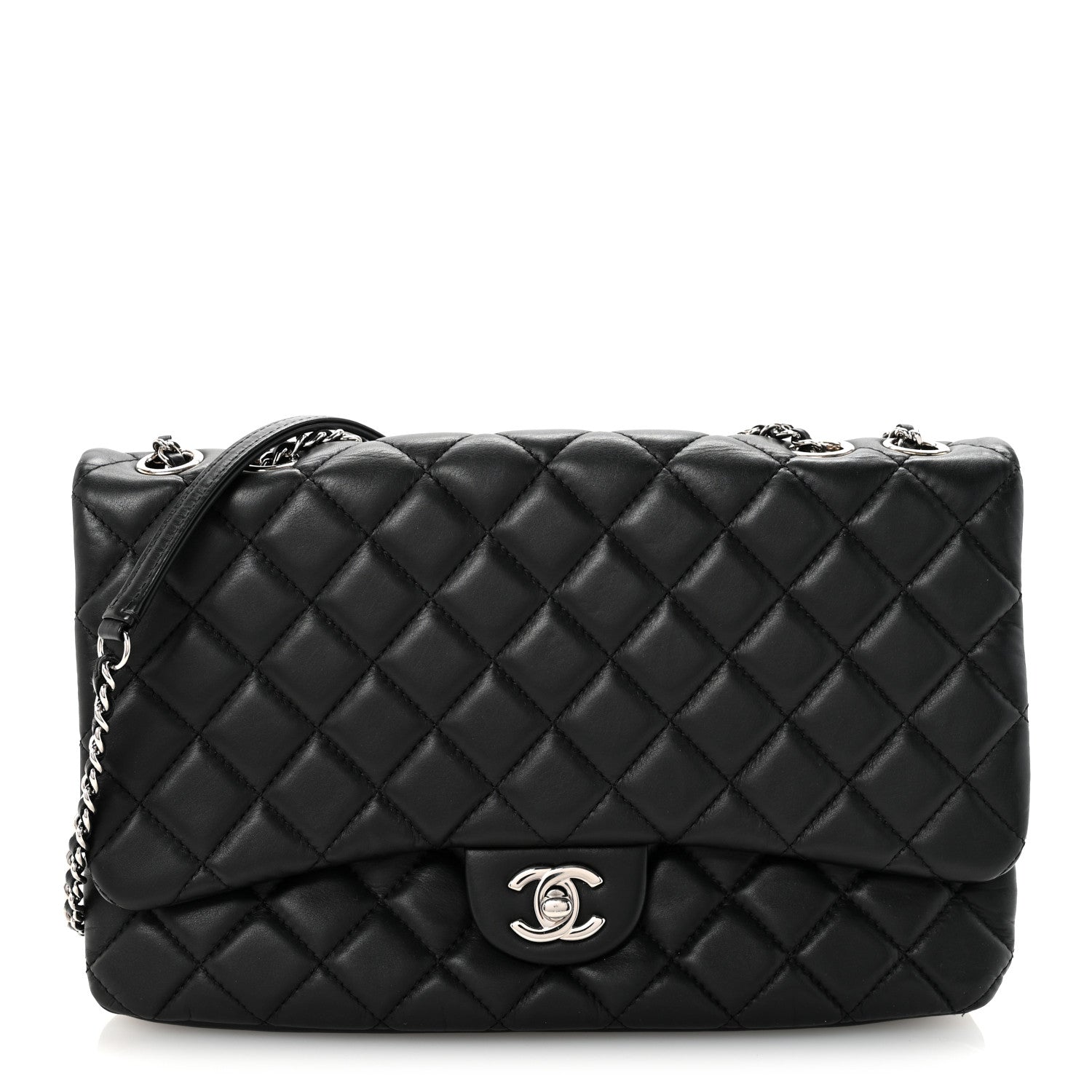Chanel Lambskin Quilted Jumbo Chanel 3 Flap Bag Black 1 of 11