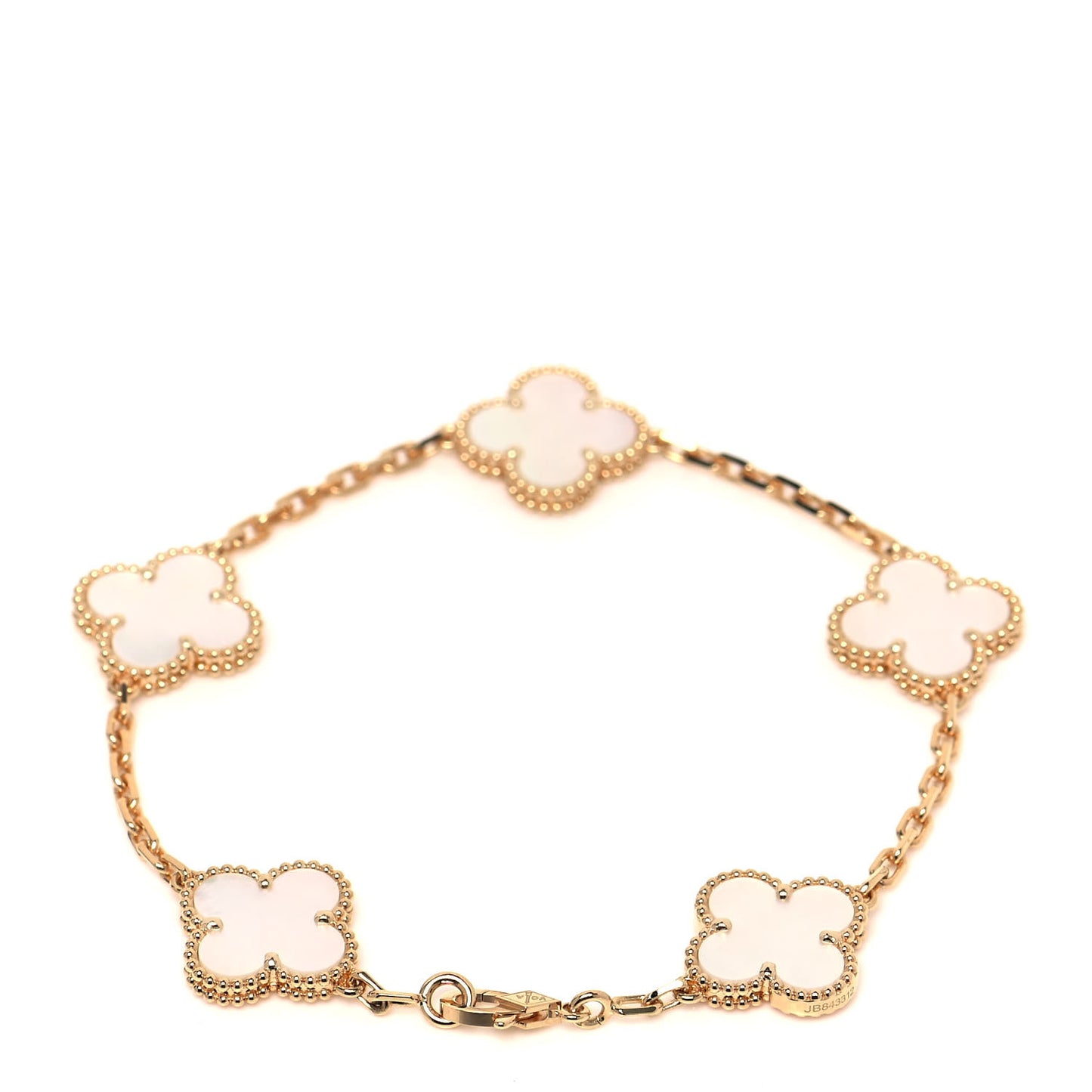 18K Yellow Gold Mother of Pearl 5 Motifs Vintage Alhambra Bracelet