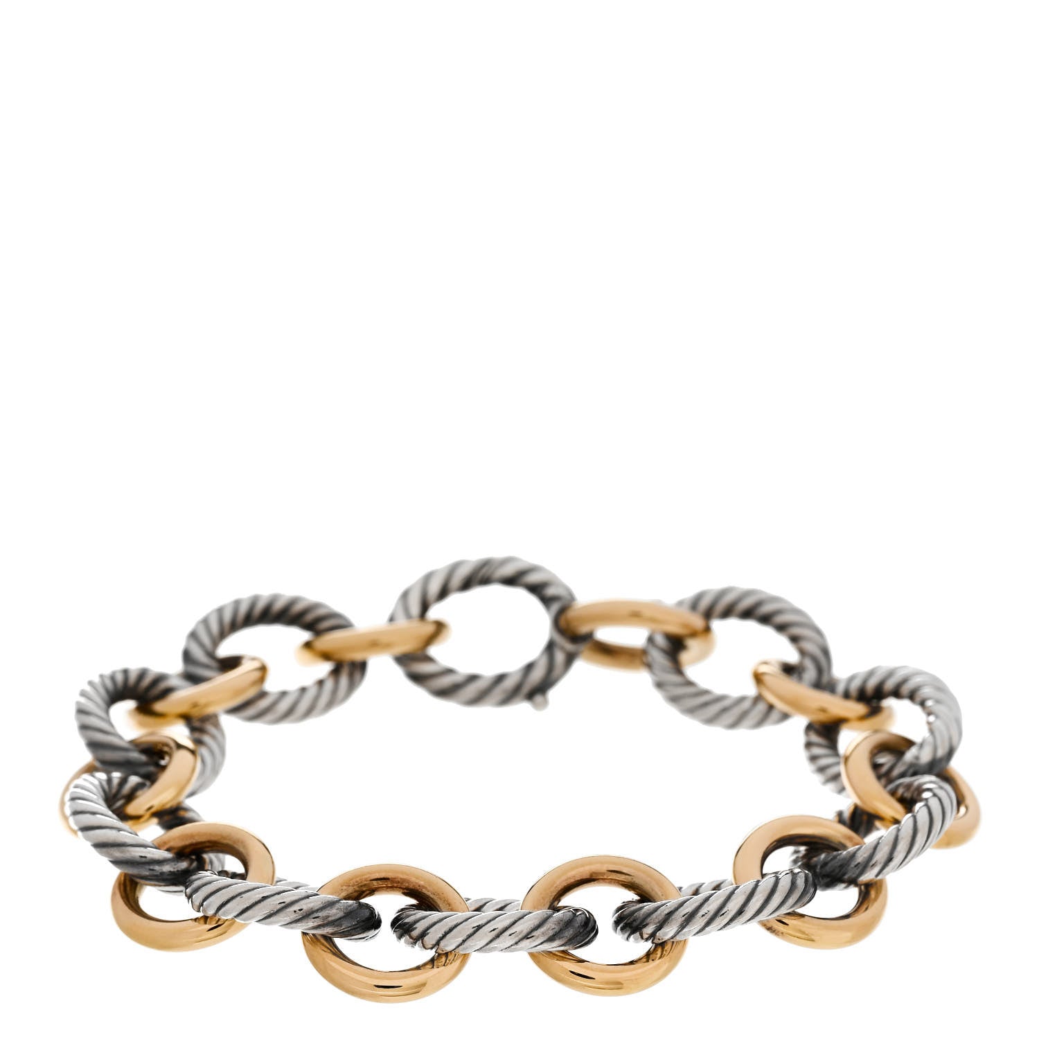 David Yurman Sterling Silver 18K Yellow Gold 12mm Large Oval Link Bracelet 1 of 4