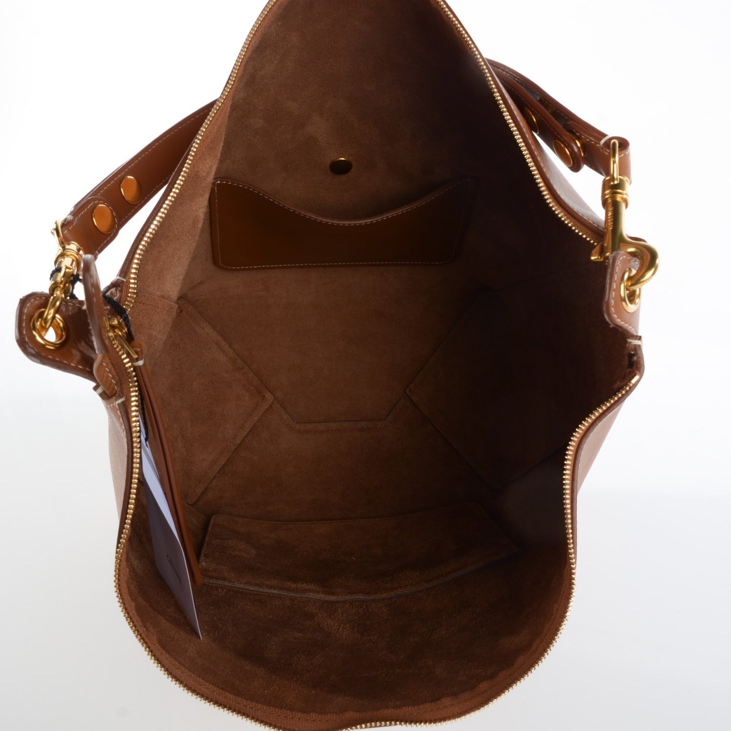 Natural Calfskin Medium Zipped Hobo Tan