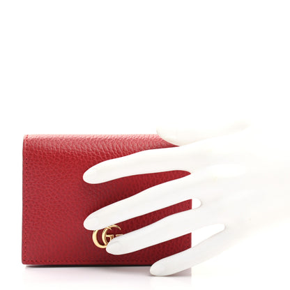 Gucci Pebbled Calfskin GG Marmont Card Case Hibiscus Red 2 of 8