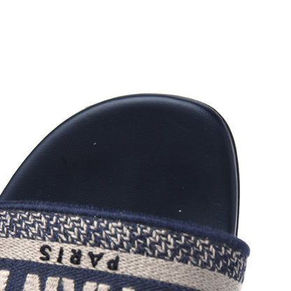 Christian Dior Canvas Embroidered Dway Mules Slide Sandals 38 Deep Blue 11 of 13