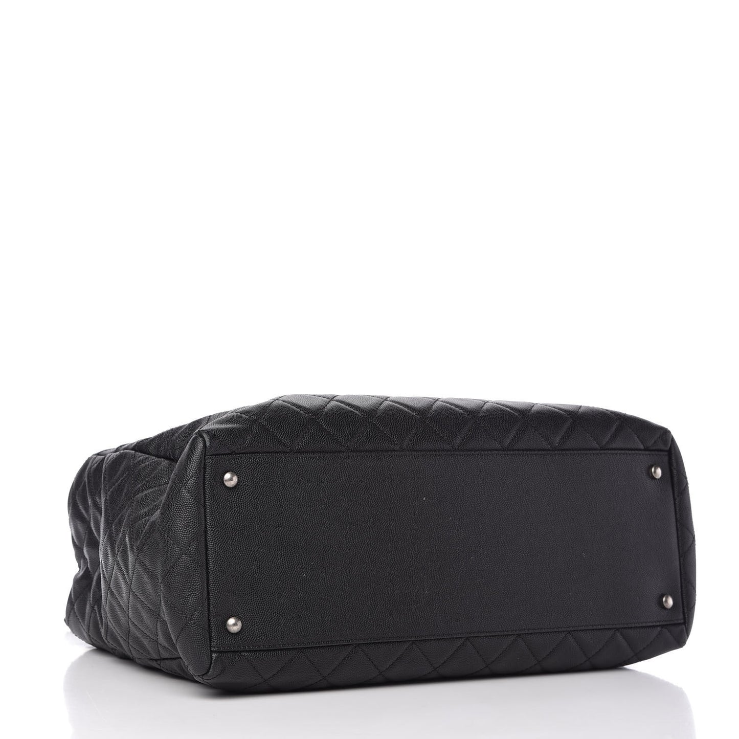Caviar Lizard Quilted Large Coco Handle Shopping Tote Black