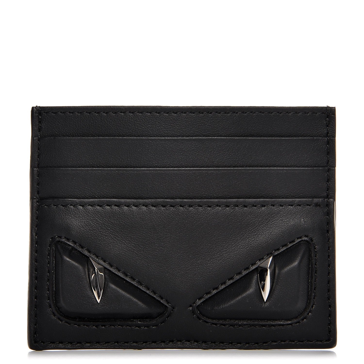 Fendi Vitello Century Monster Eyes Card Holder Black 1 of 7