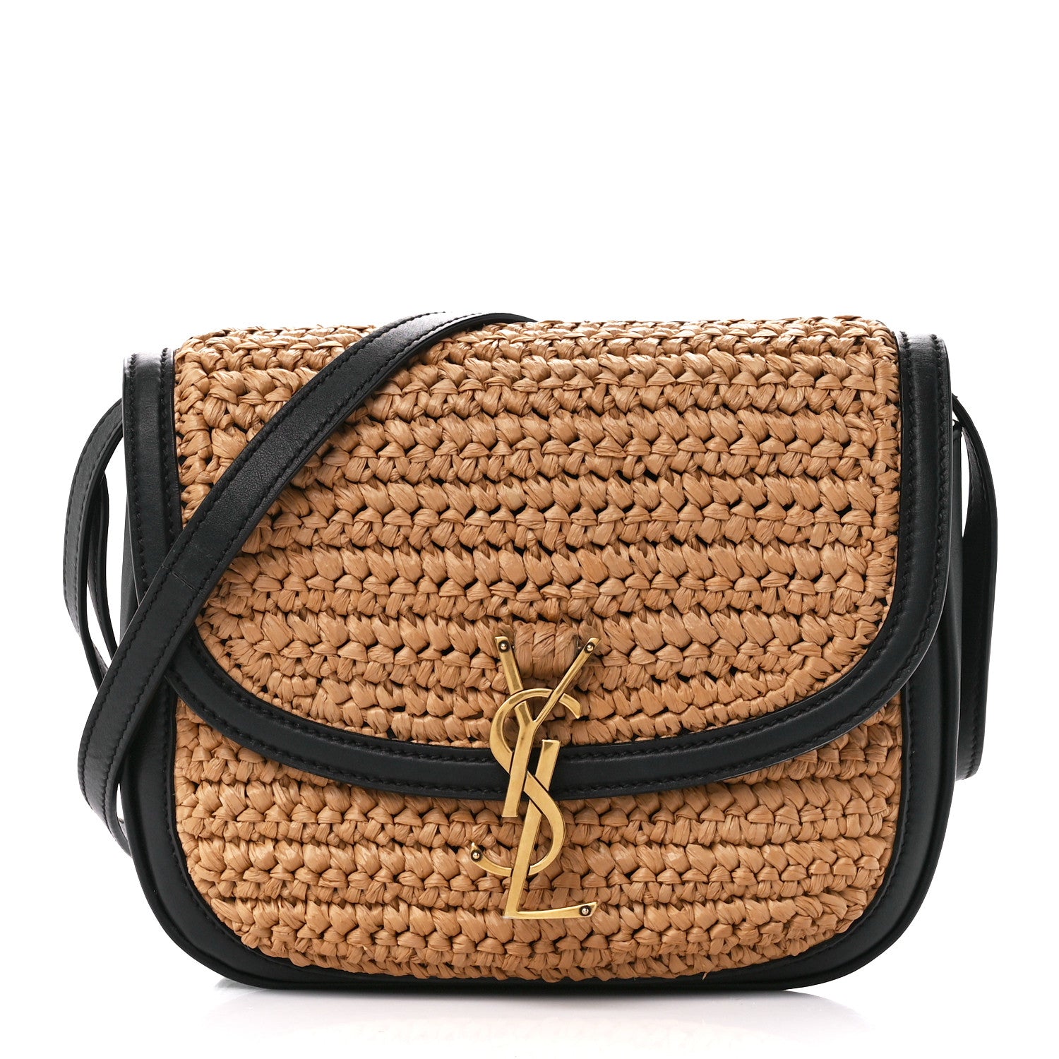 Saint Laurent Woven Raffia Monogram Kaia Satchel Tan 1 of 11