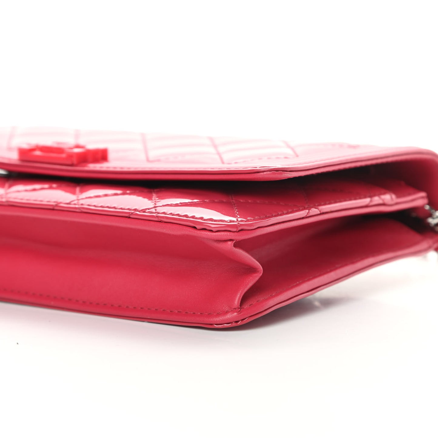 Patent Calfskin Quilted Boy Wallet On Chain WOC Pink