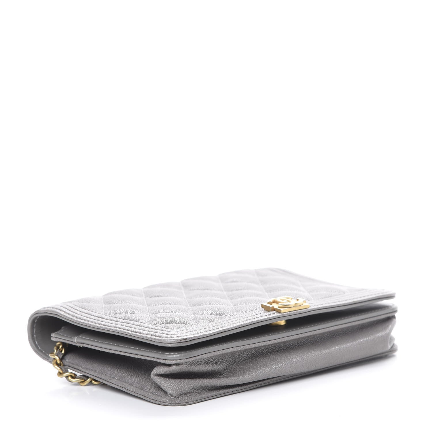 Chanel Caviar Quilted Boy Wallet On Chain WOC Grey 3 of 16