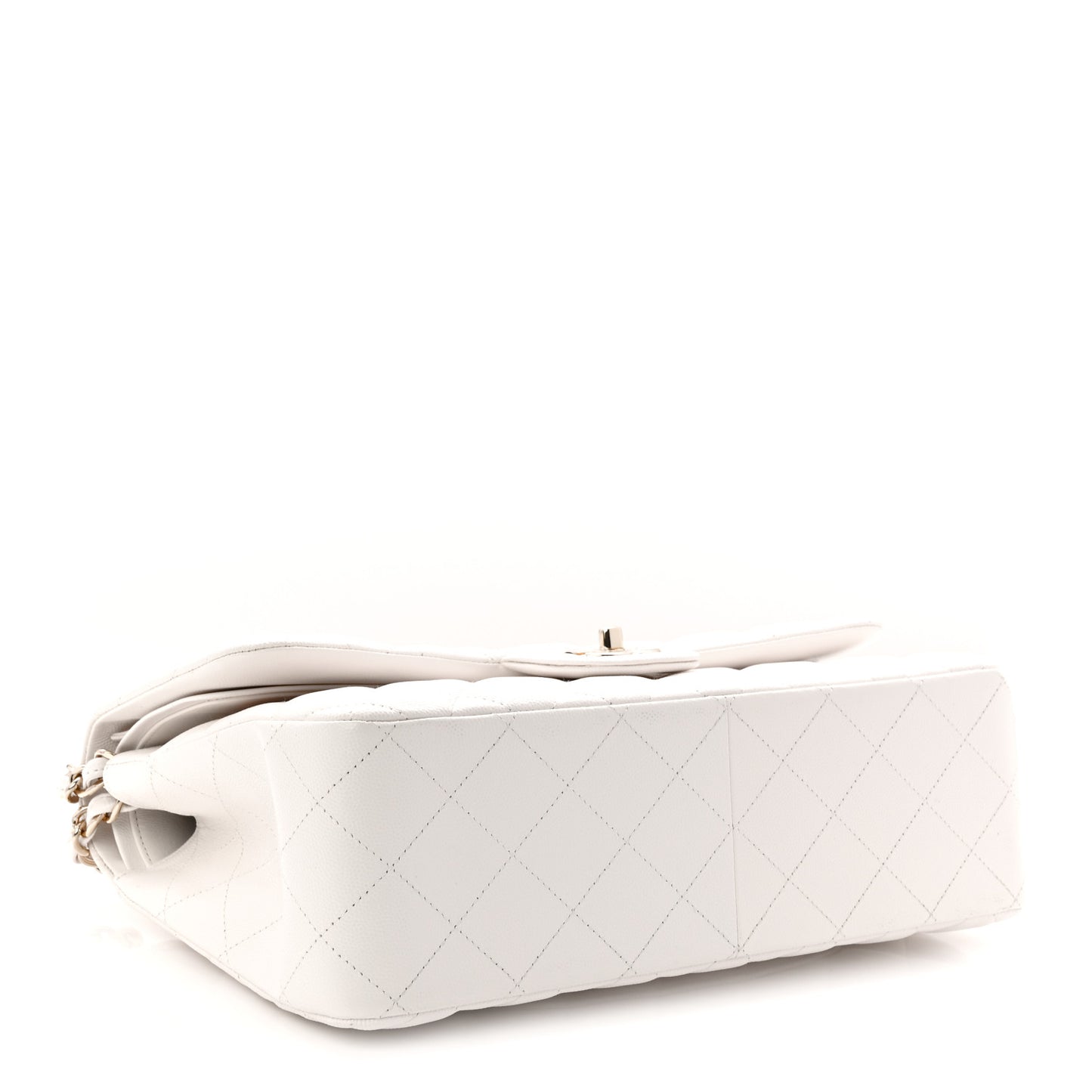 Caviar Quilted Jumbo Double Flap White