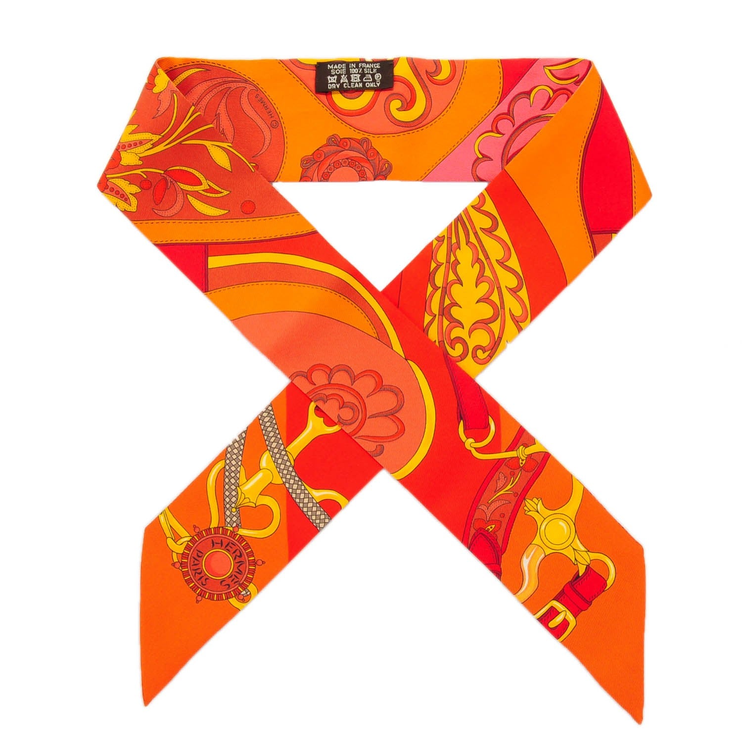 Hermes Silk Festival des Amazones Twilly Orange Vermilion Golden Yellow 1 of 5