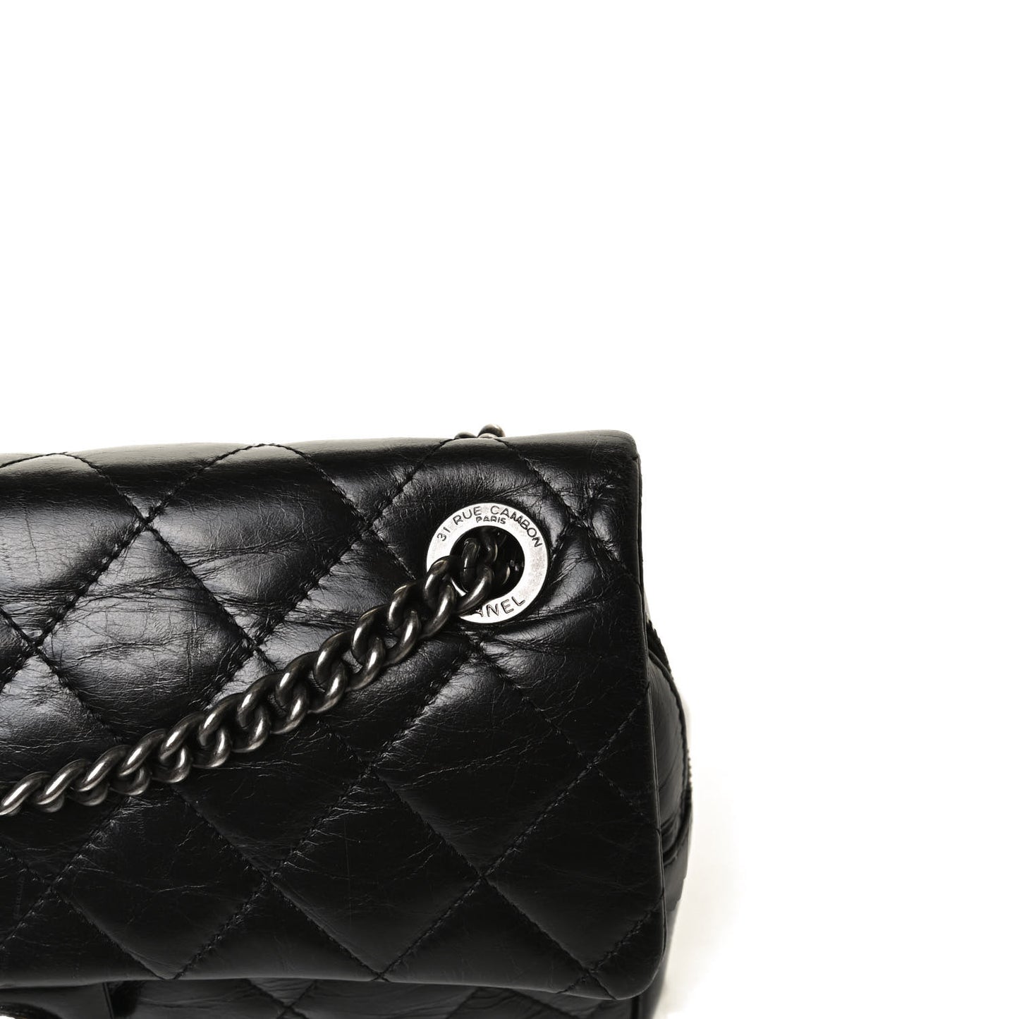 Glazed Calfskin Medium Duo Color Flap Black