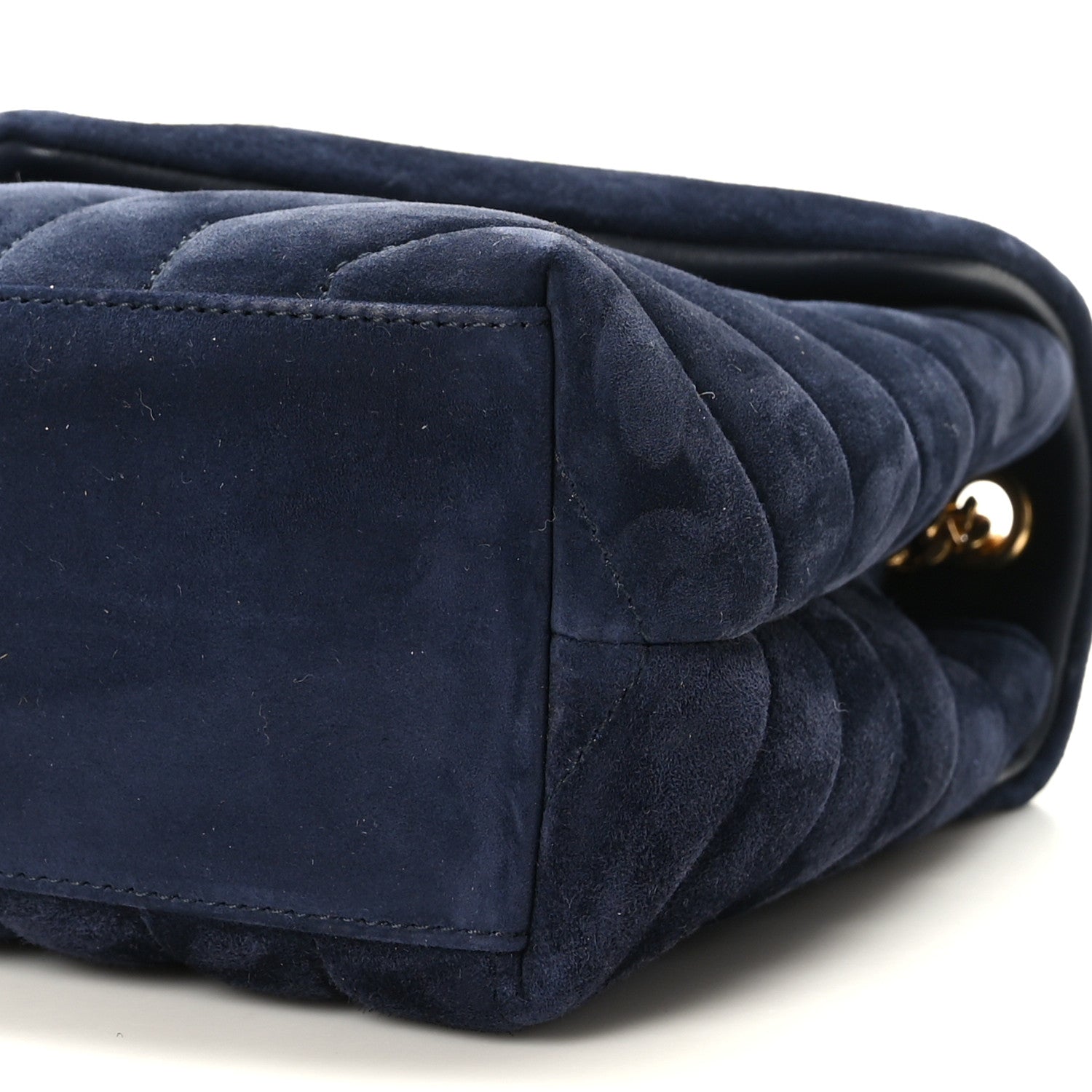 Saint Laurent Suede Calfskin Y Quilted Monogram Small Loulou Chain Satchel Deep Marine 9 of 10