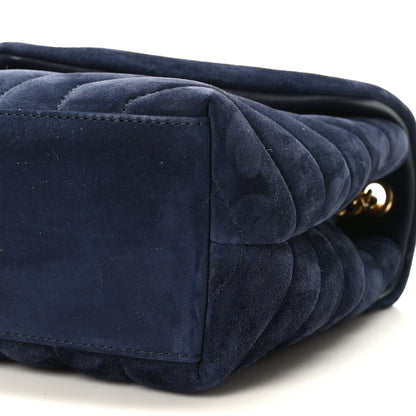 Saint Laurent Suede Calfskin Y Quilted Monogram Small Loulou Chain Satchel Deep Marine 9 of 10