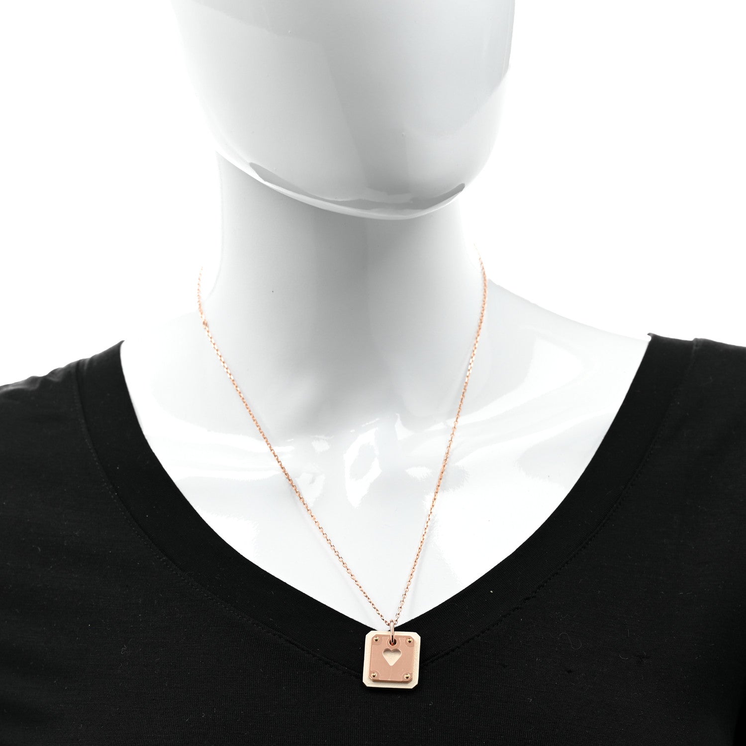 Hermes Rose Gold Plated Swift As de Coeur Pendant Necklace Nata 2 of 6