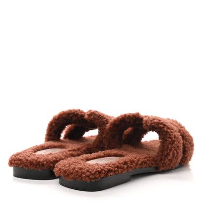 Hermes Woolskin Oran Sandals 35.5 Cognac 4 of 8