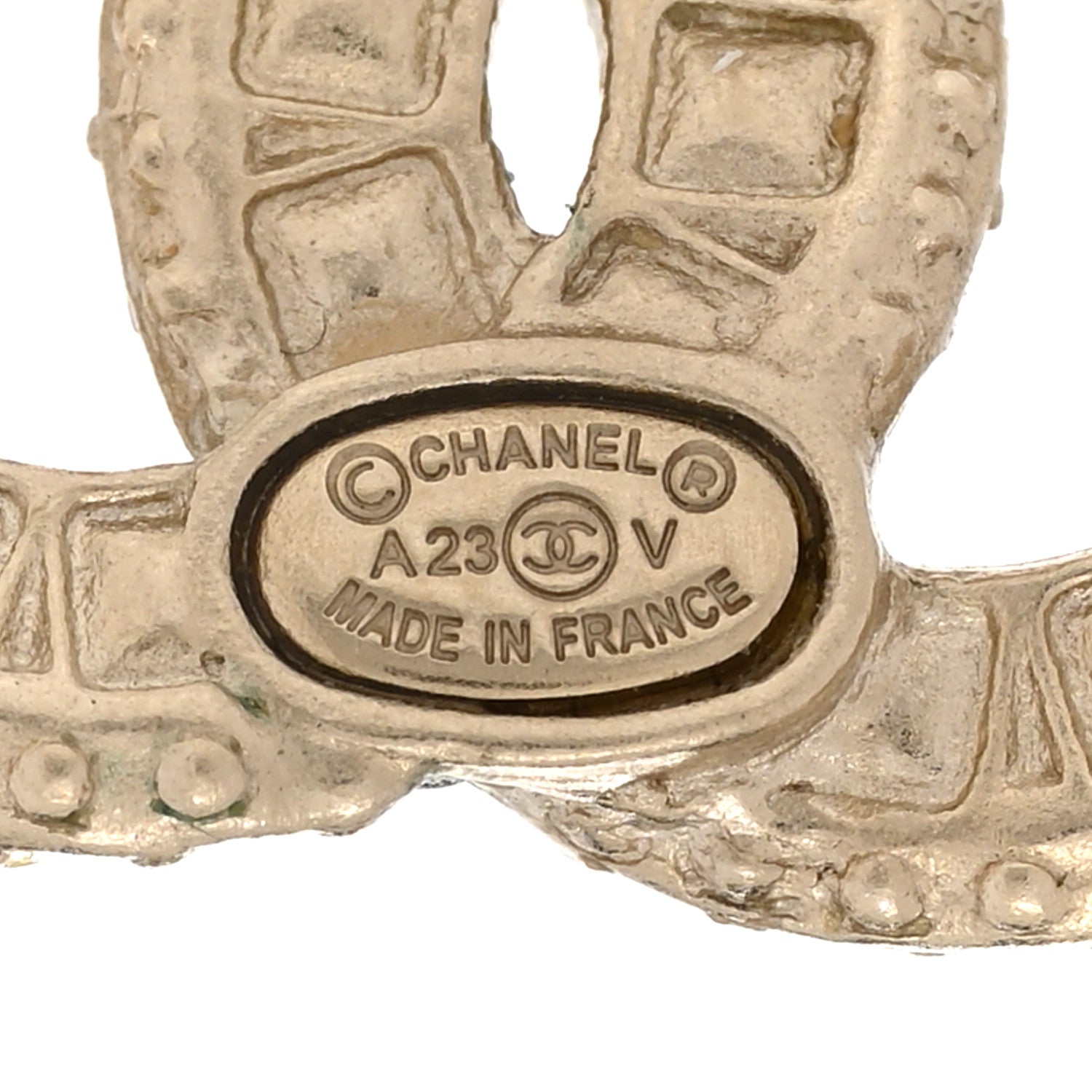 Chanel Crystal Timeless CC Earrings Light Gold 4 of 5