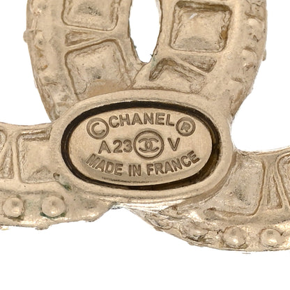 Chanel Crystal Timeless CC Earrings Light Gold 4 of 5