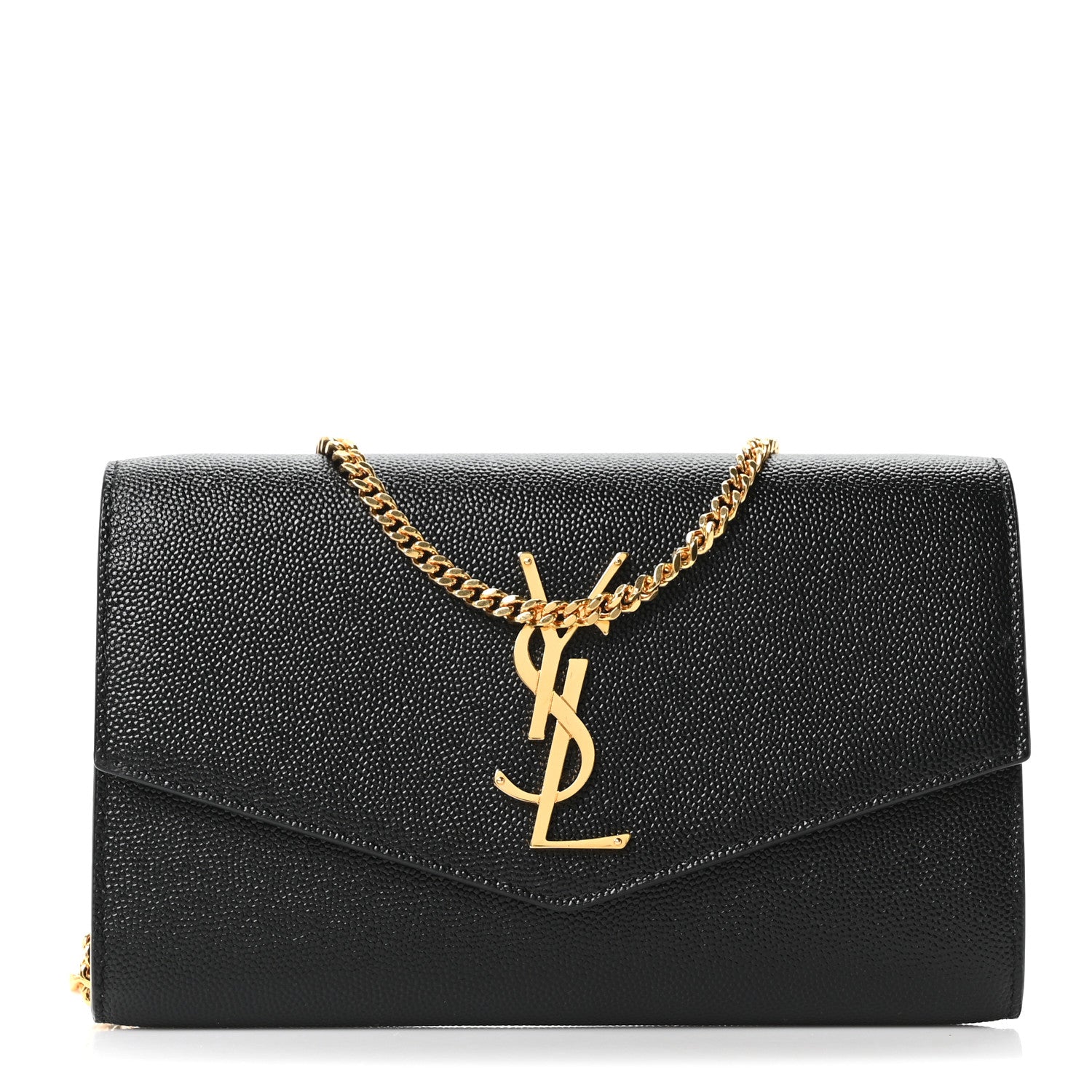 Saint Laurent Grain De Poudre Uptown Chain Wallet Black 1 of 11