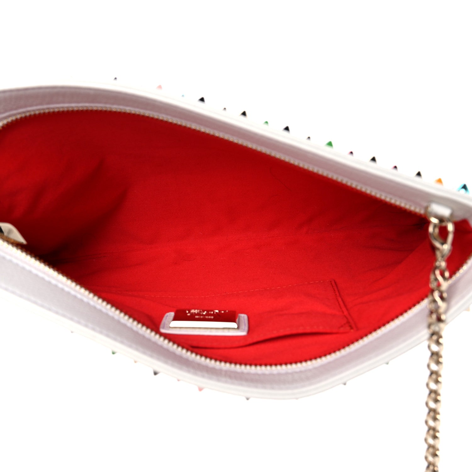 Christian Louboutin Calfskin Empire Spikes Loubiposh Clutch White Multi 5 of 14