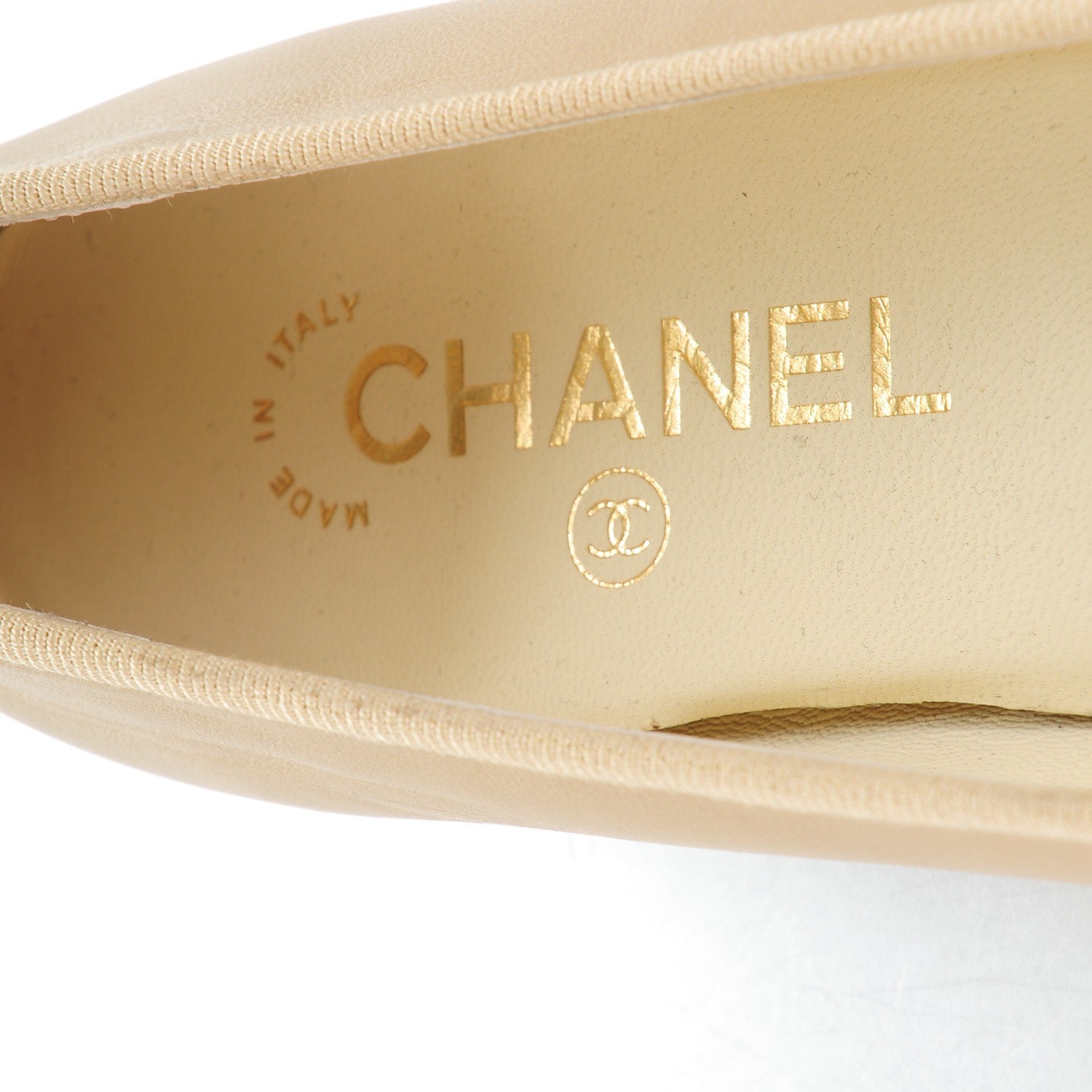 Chanel Lambskin Cap Toe CC Ballerina Flats 37 Light Beige 7 of 8
