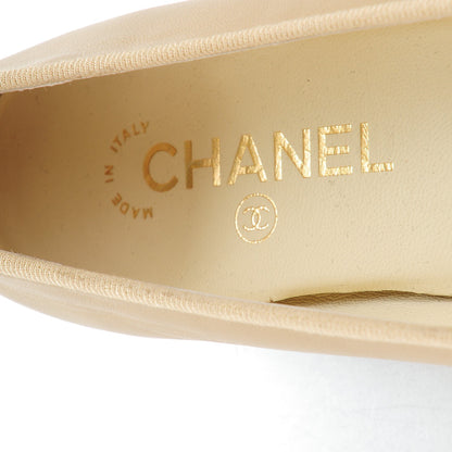 Chanel Lambskin Cap Toe CC Ballerina Flats 37 Light Beige 7 of 8