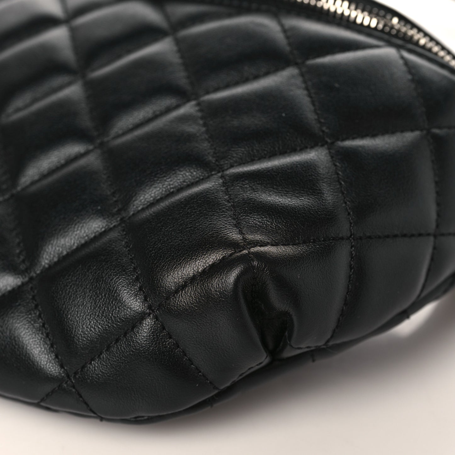 Calfskin Quilted Waist Belt Bag Black
