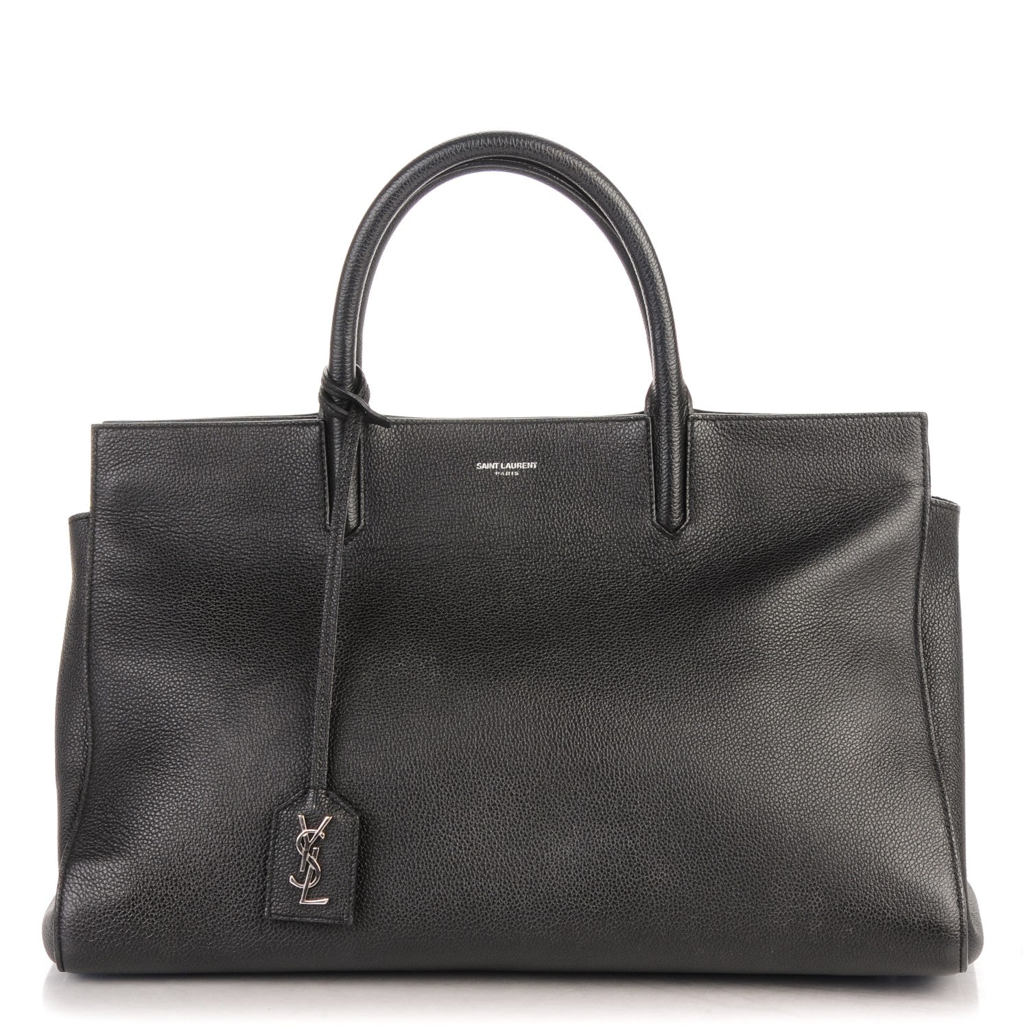 Saint Laurent Grained Calfskin Medium Cabas Rive Gauche Black 1 of 7