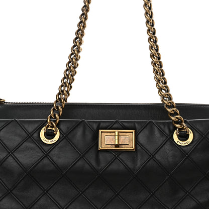 Chanel Calfskin Diamond Debossed Large Cosmos Zip Tote Black 8 of 16
