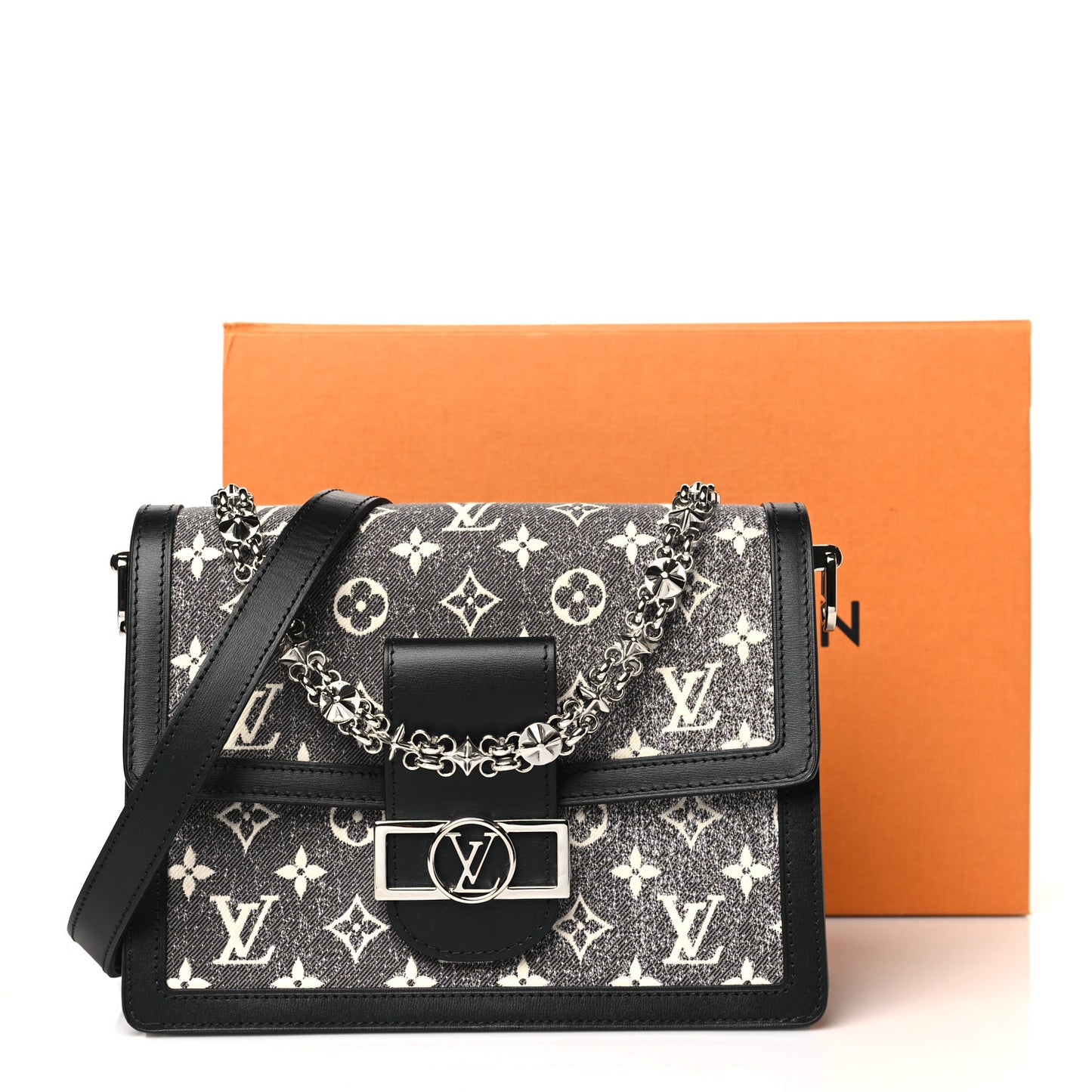 Denim Monogram Jacquard Dauphine MM Black