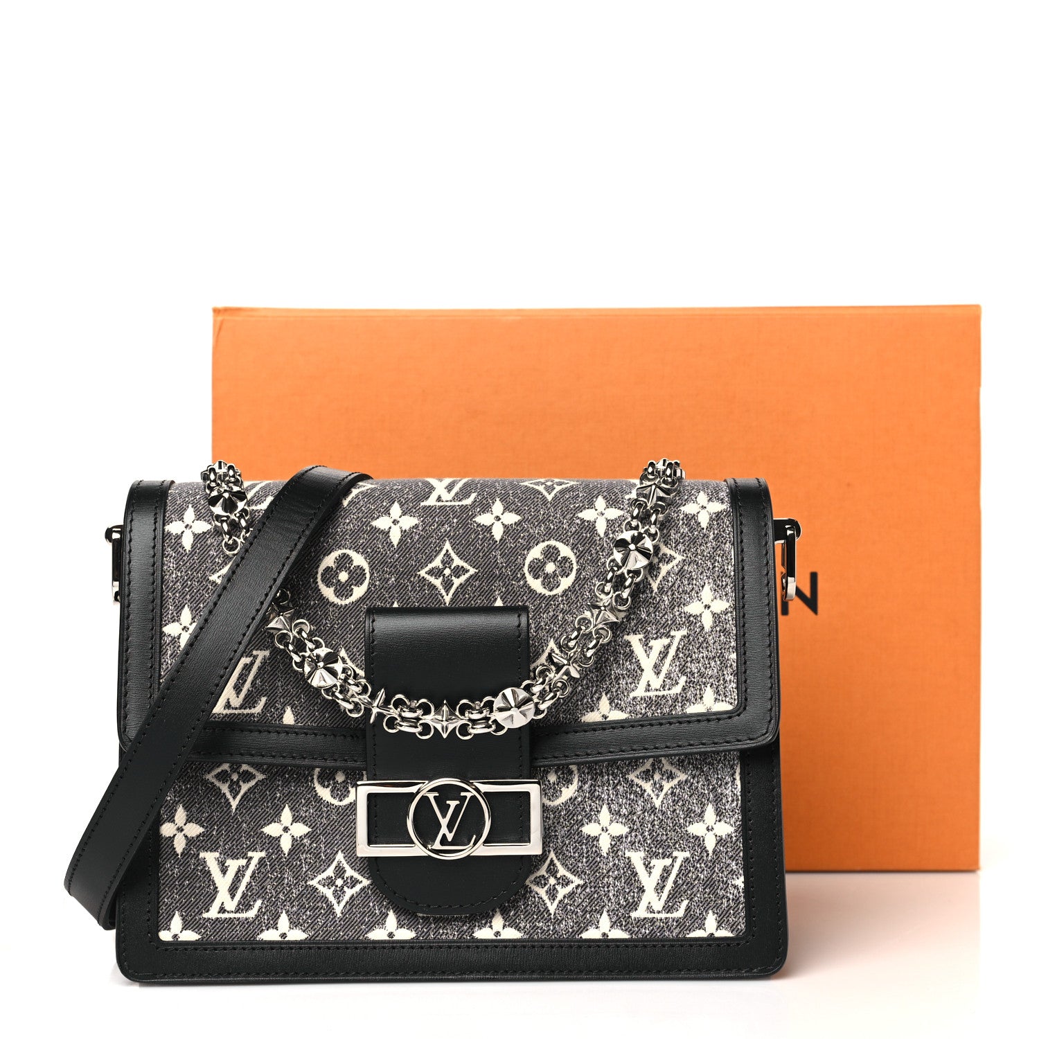 Louis Vuitton Denim Monogram Jacquard Dauphine MM Black 10 of 10