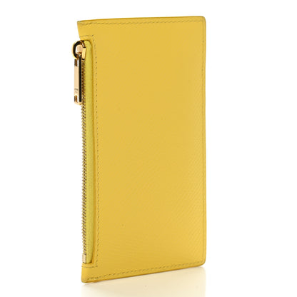 Celine Grained Calfskin Zipped Card Holder Citron 3 of 9