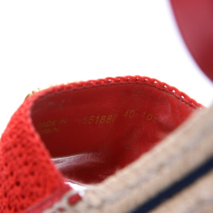Gucci Cotton Malaga Kid Crochet Pearly GG Lilibeth Espadrille Platform Sandals 40 Hibiscus Red 8 of 9