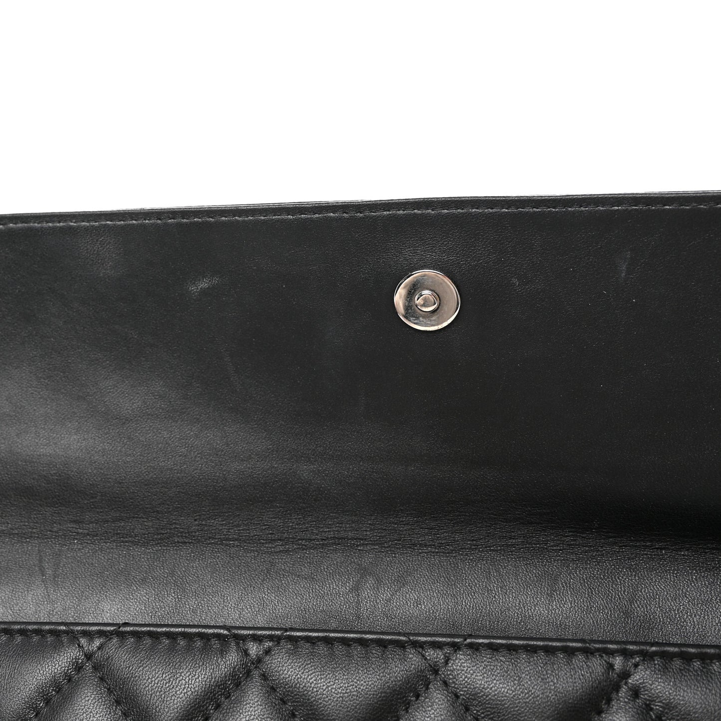 Lambskin Quilted Large Flap Cosmetic Case Black