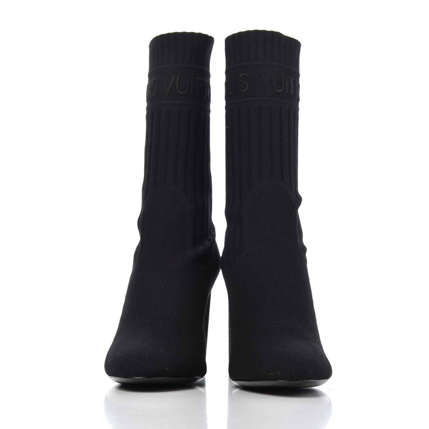 Monogram Stretch Fabric Silhouette Ankle Boots 35 Black