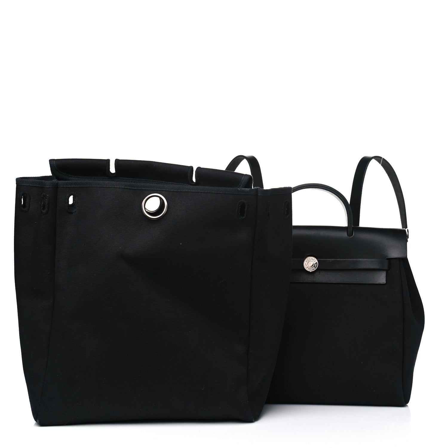 Hermes Toile Vache Calfskin Herbag 30 PM Backpack Black 2 of 13