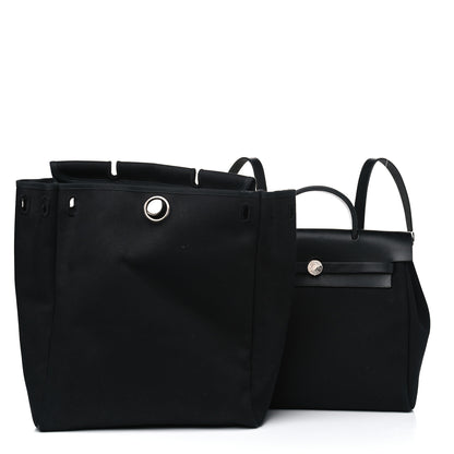 Hermes Toile Vache Calfskin Herbag 30 PM Backpack Black 2 of 13