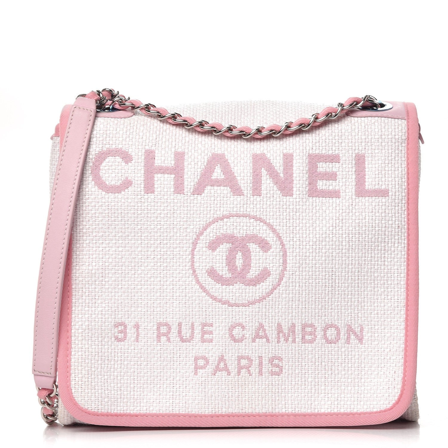 Chanel Woven Straw Raffia Small Deauville Messenger Light Pink 1 of 7